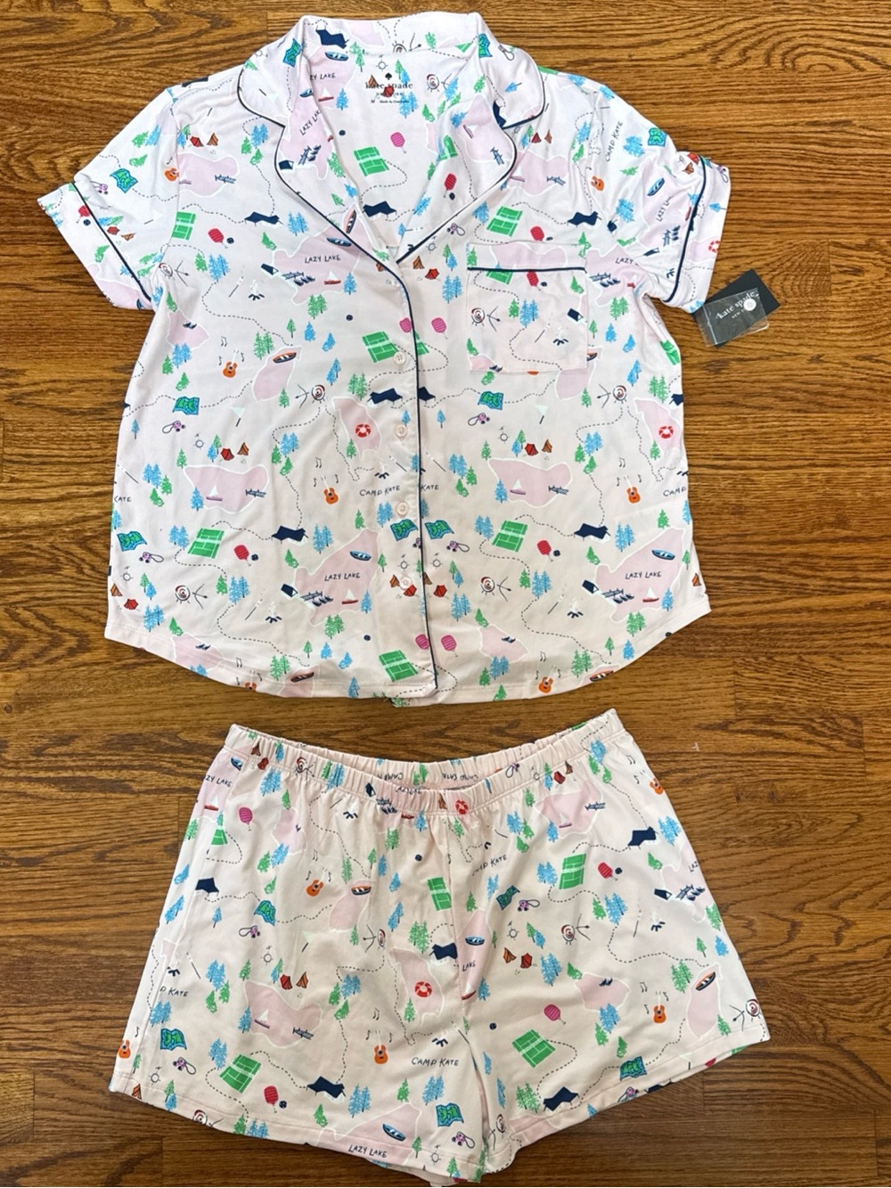 kate spade Pink Camp-Print Short Pajama Set - Picture 2 of 7